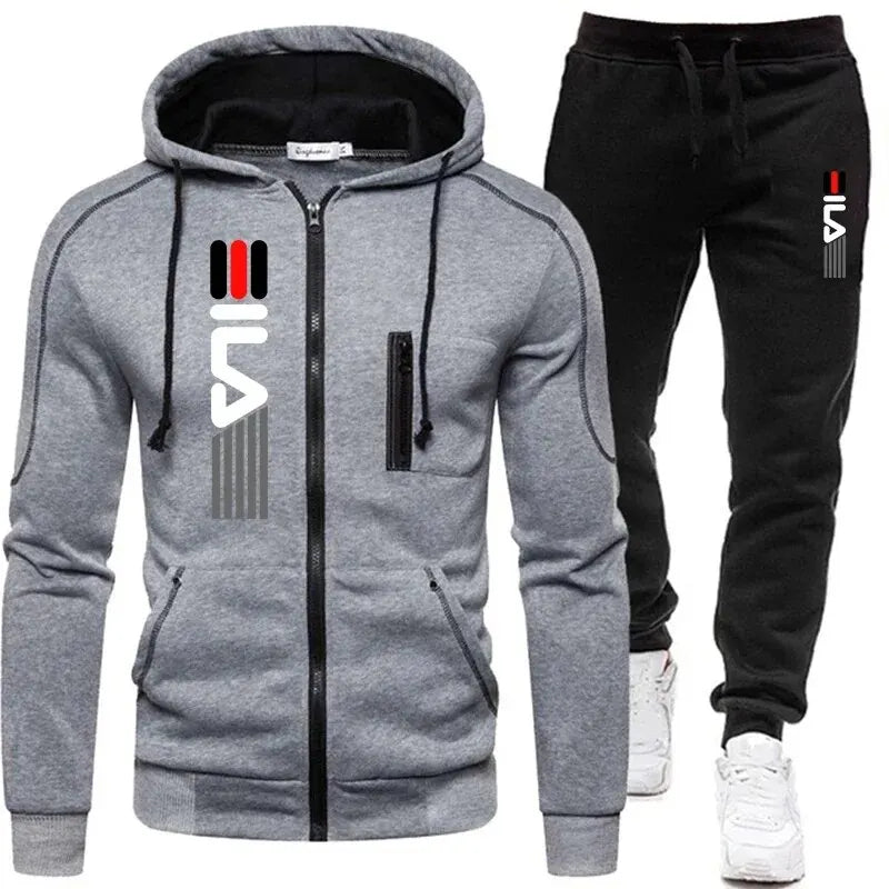 Men's Vertical Zipper Print Suit Sports Zipper Cardigan