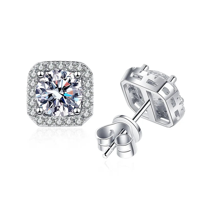 Smyoue White Gold 1CT Moissanite Stud Earrings for
