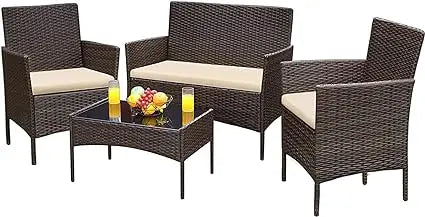 Patio Furniture Outdoor Acacia Wood Conversation Sofa Set