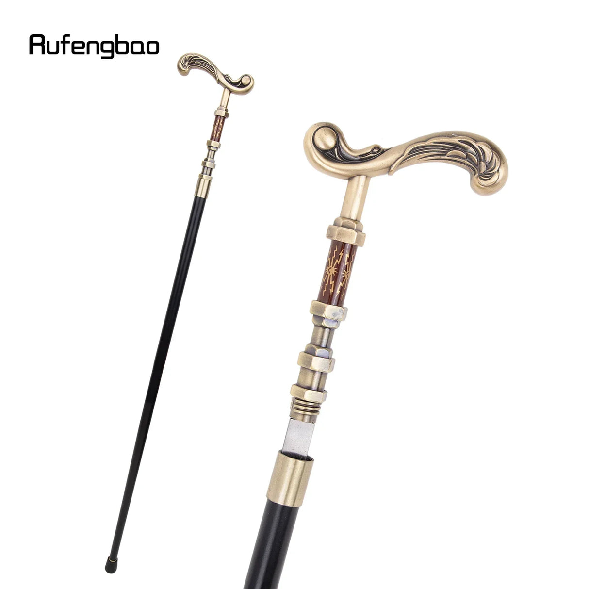 Golden Flower Single Joint Walking Stick with Hidden