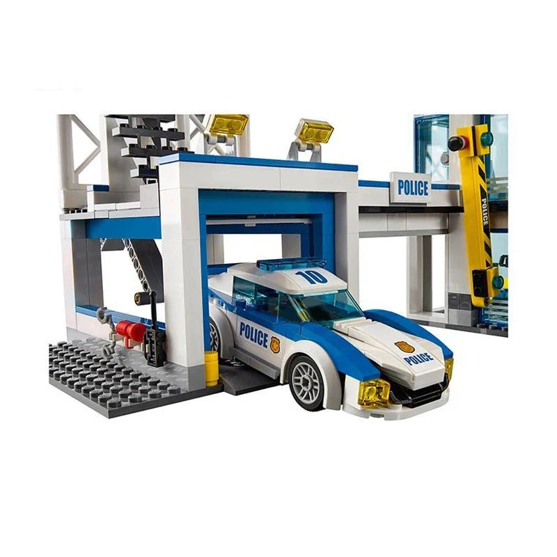 City Police Station Guard Building Blocks Helicopter Car