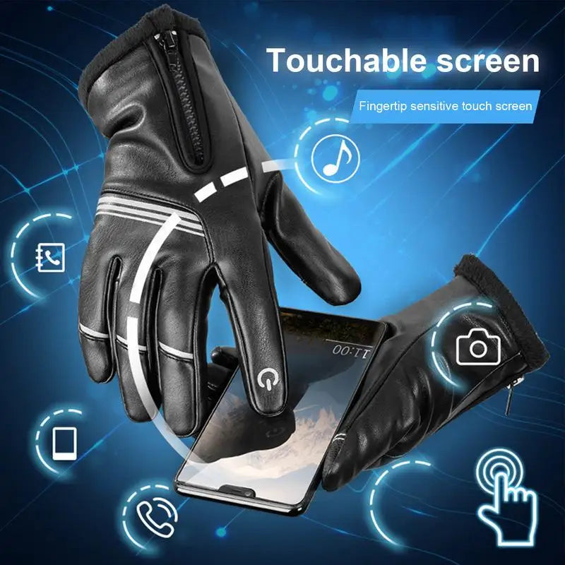 Universal Full Finger Touch Screen Waterproof Bike Gloves Thermal Warm Motor Winter Bike Riding Gloves for Winter Soft Cozy Dirt