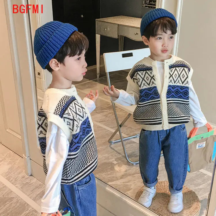 1-10Y Children Single-breasted Vests Sweaters Cotton Vest boy