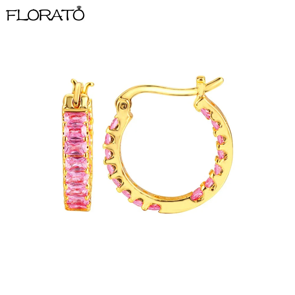 Minimalist 925 Silver Needle 15mm Crystal Hoop Earring