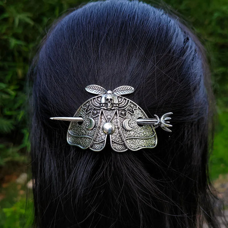 Witch Bat Hairstick Black Gothic Barrette Pagan Vampire