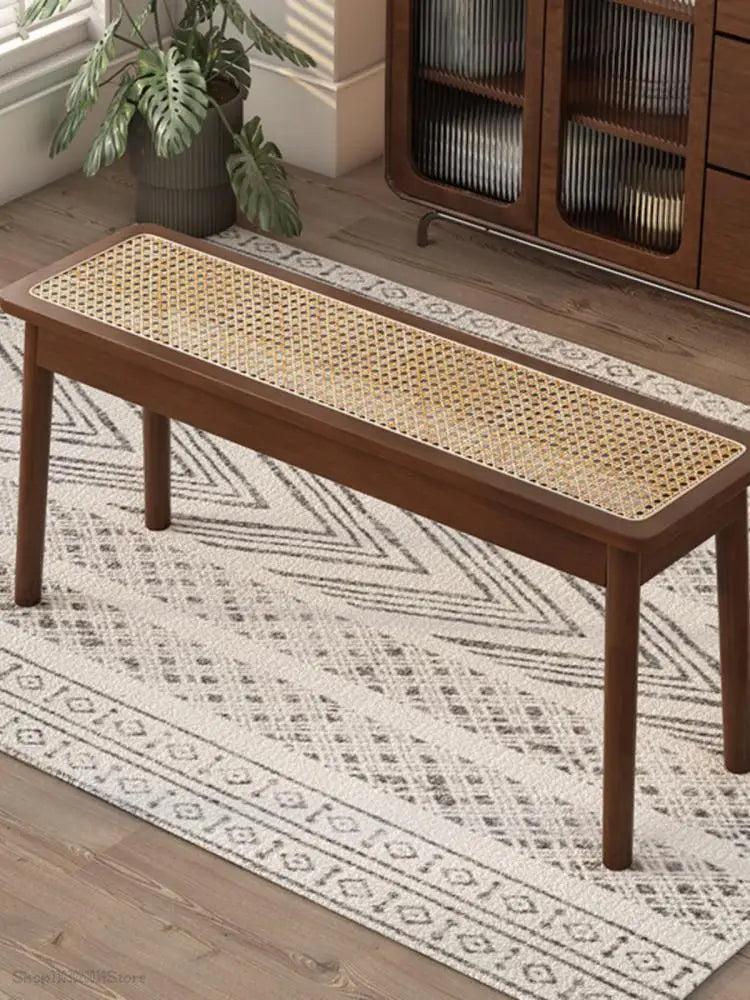 Rattan Bench Chandigarh Chair Household Solid Wood Dining