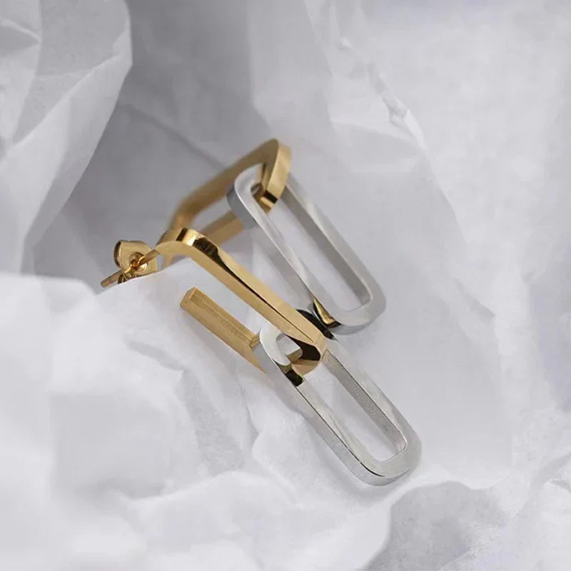 Stainless Steel Two-tone Earrings For Women High-end Detachable