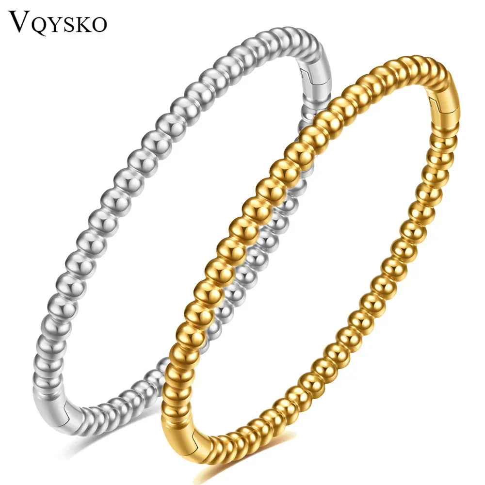 VQYSKO Stainless Steel Bangle Bracelet In Smooth Round