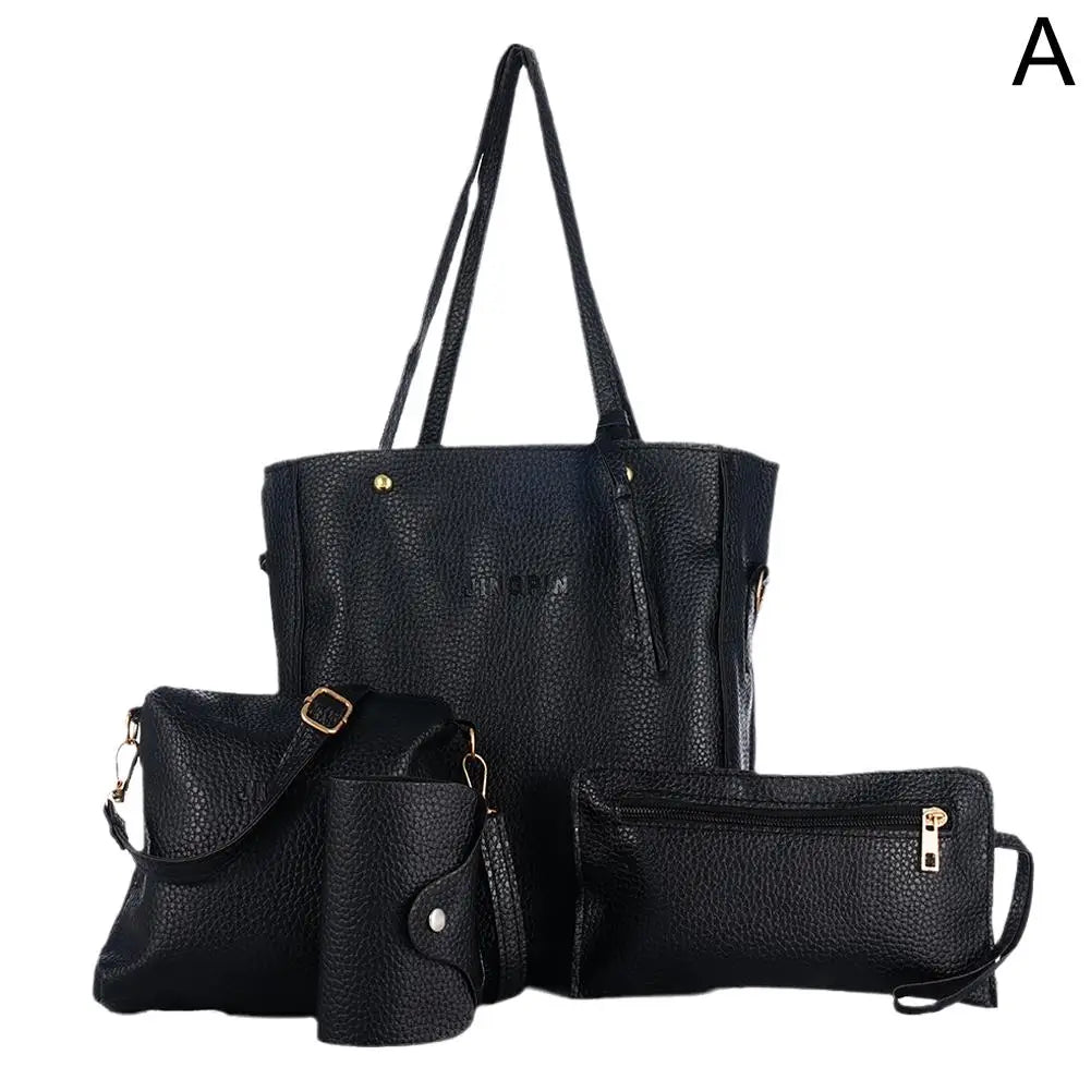 4pcs/set Women Handbag Messenger PU Leather Shoulder Bag