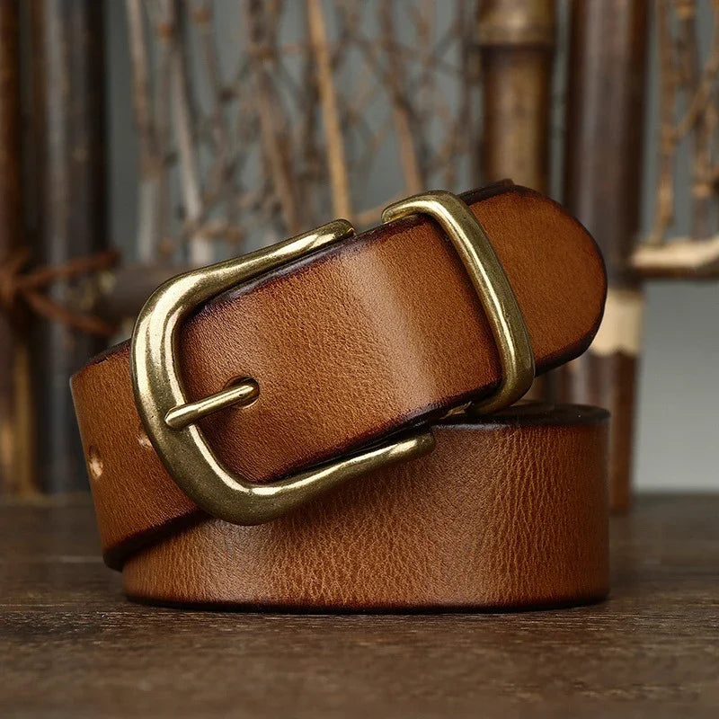 3.8CM Pure Cowhide Genuine Leather for Men High