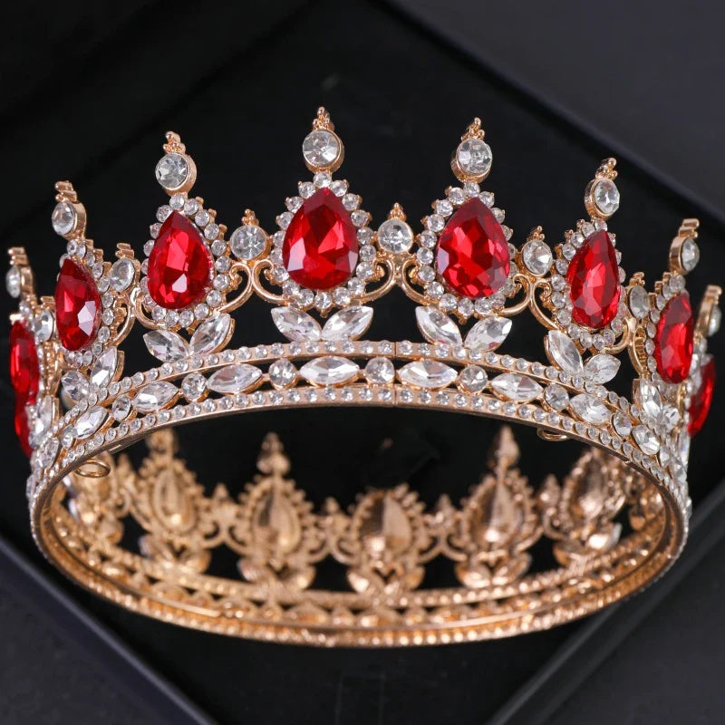 Crystal Rhinestone Round Crown Tiara Hair Jewelry Wedding