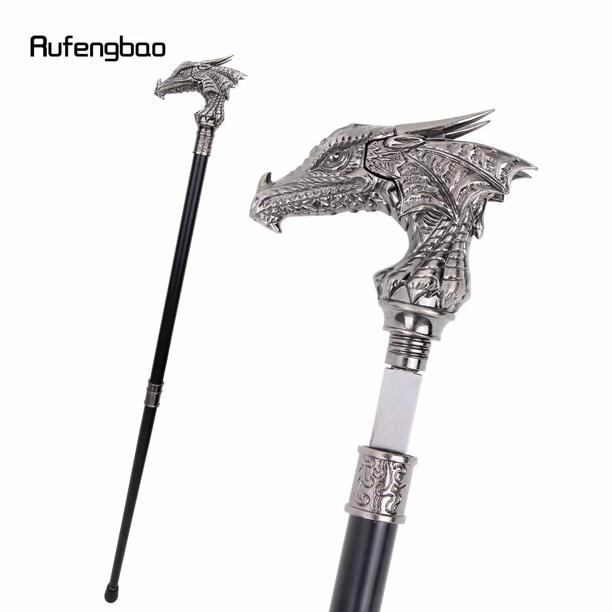 Dragon Head Walking Stick with Hidden Plate Self