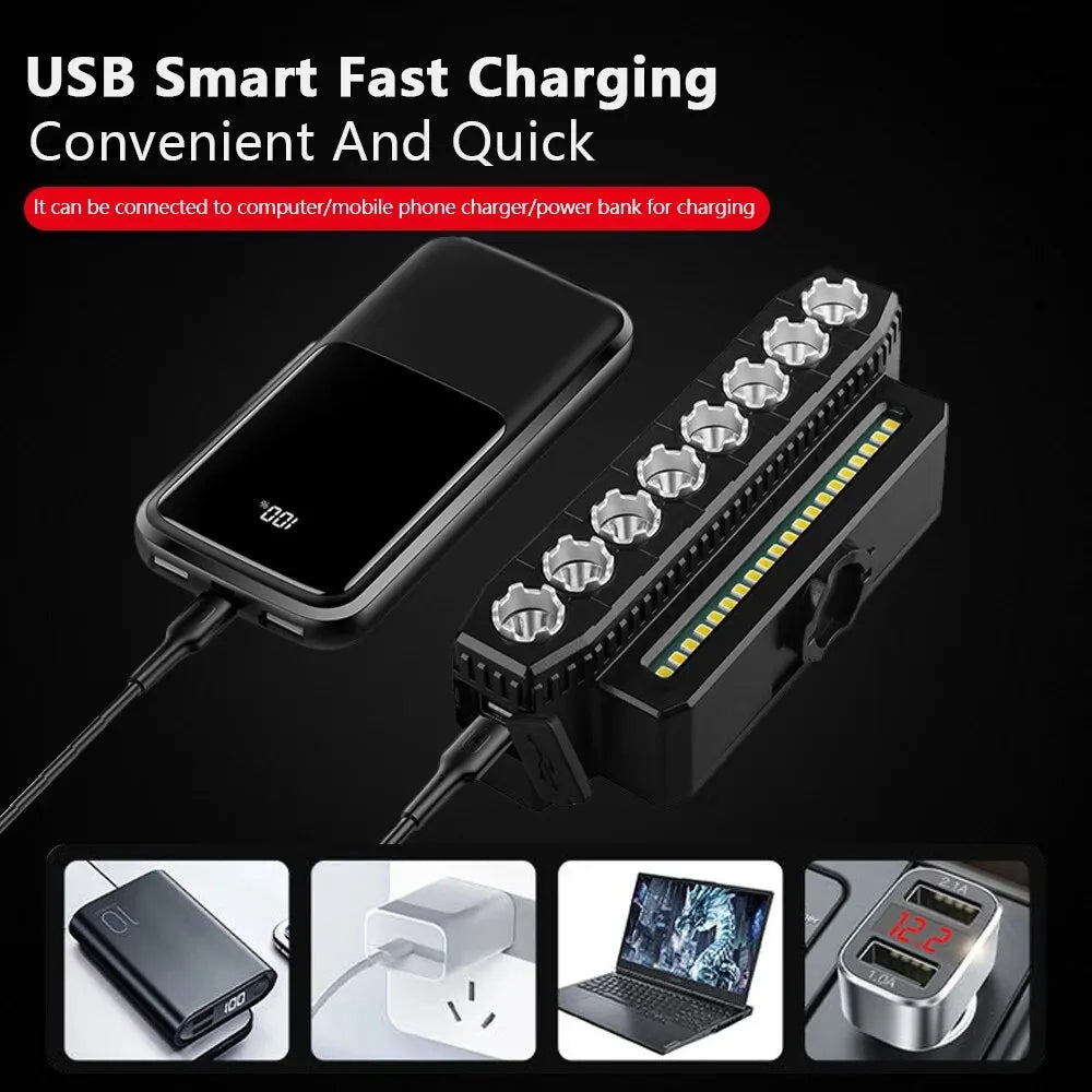 8 LED Bicycle Front Light USB Rechargeable 130dB