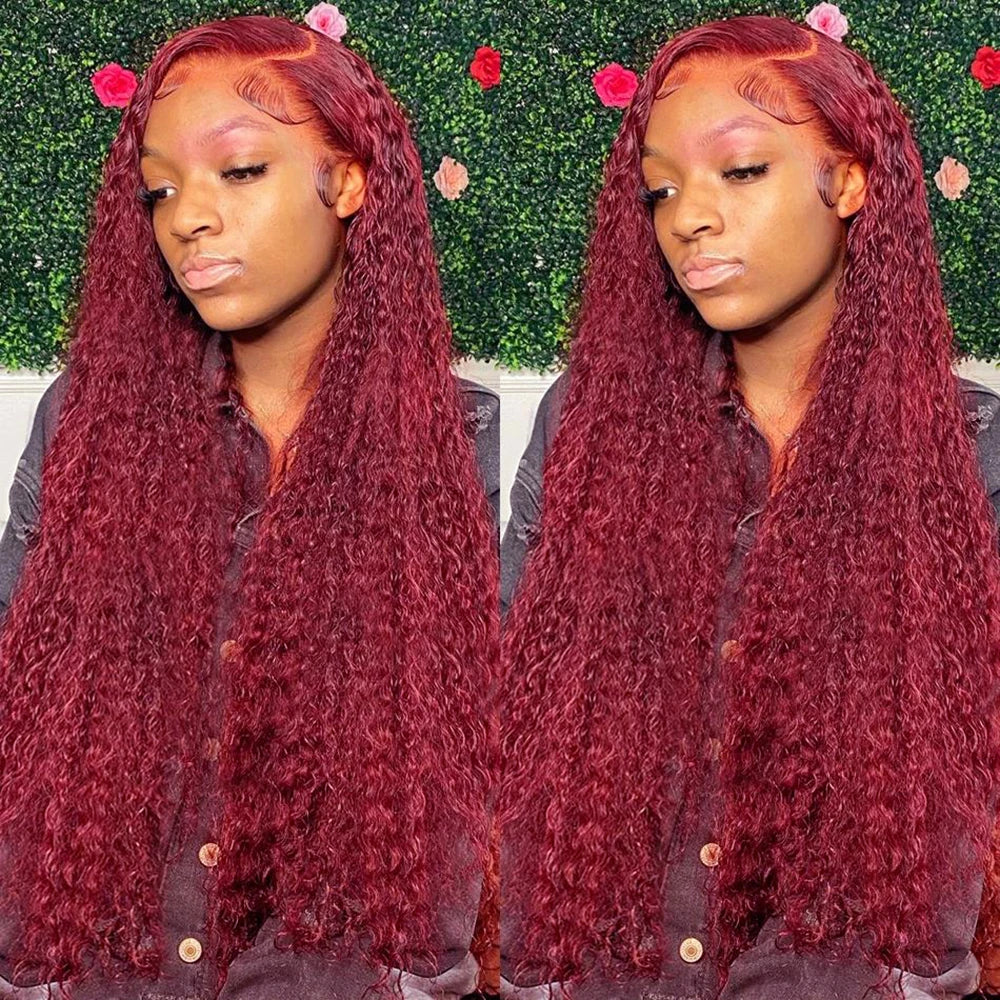 99j Burgundy Lace Front Human Hair Wig 30
