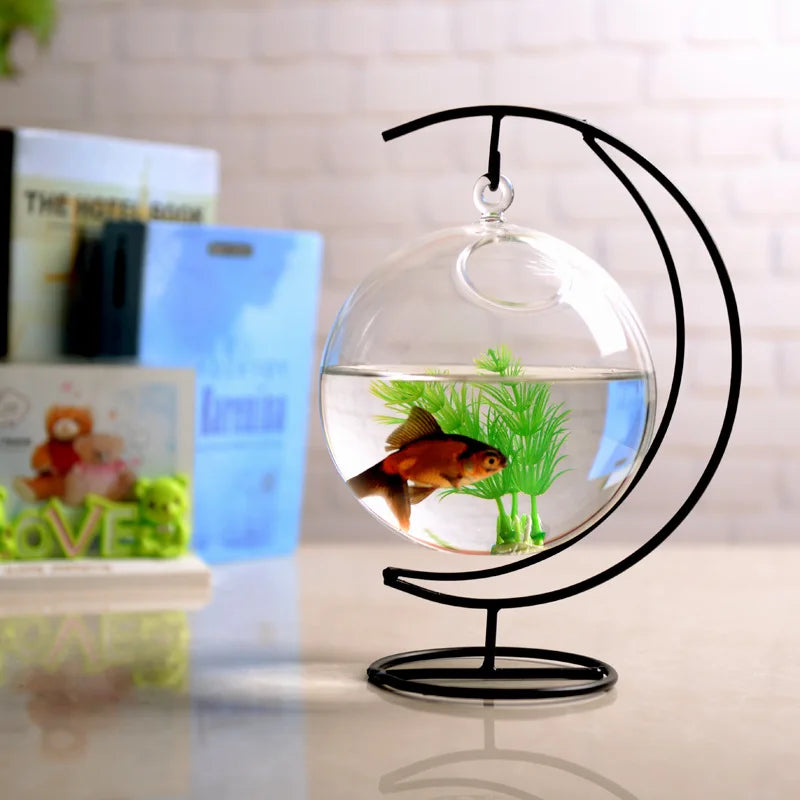 Creative Mini Clear Glass Aquarium Goldfish Bowl Hanging