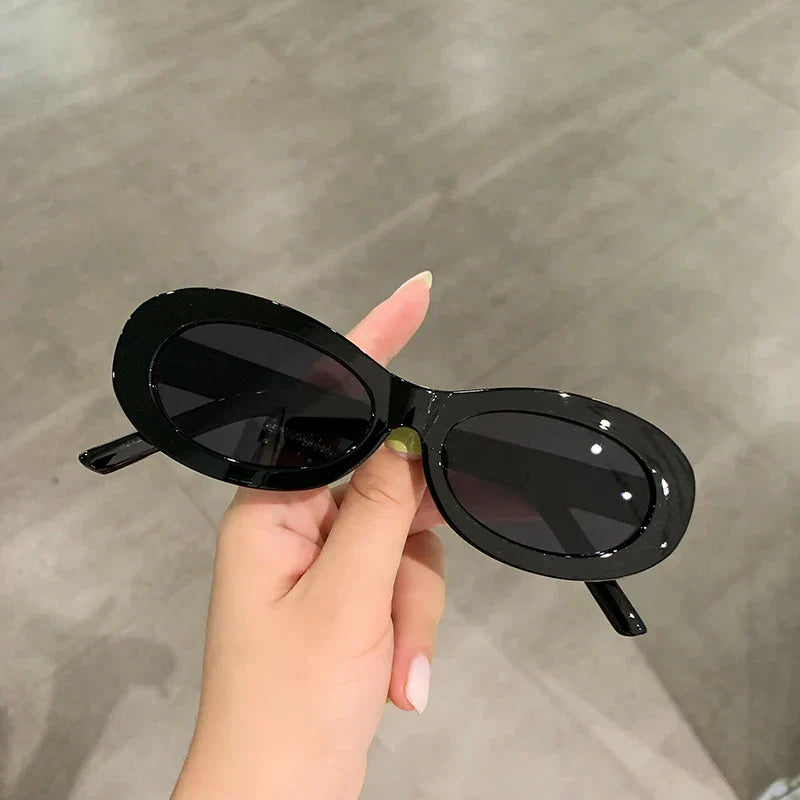 Small Oval Sunglasses for Women Men Cateye Frame