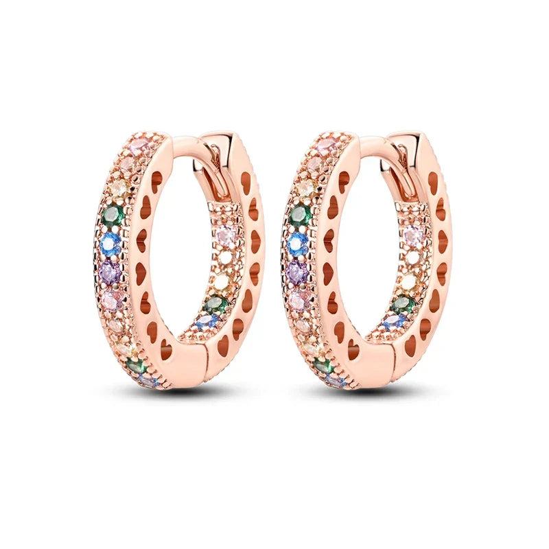 Rose Gold Hoop Earrings For Women 925 Silver