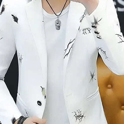 HOO 2024 Youth Slim blazer Men Fashion Casual