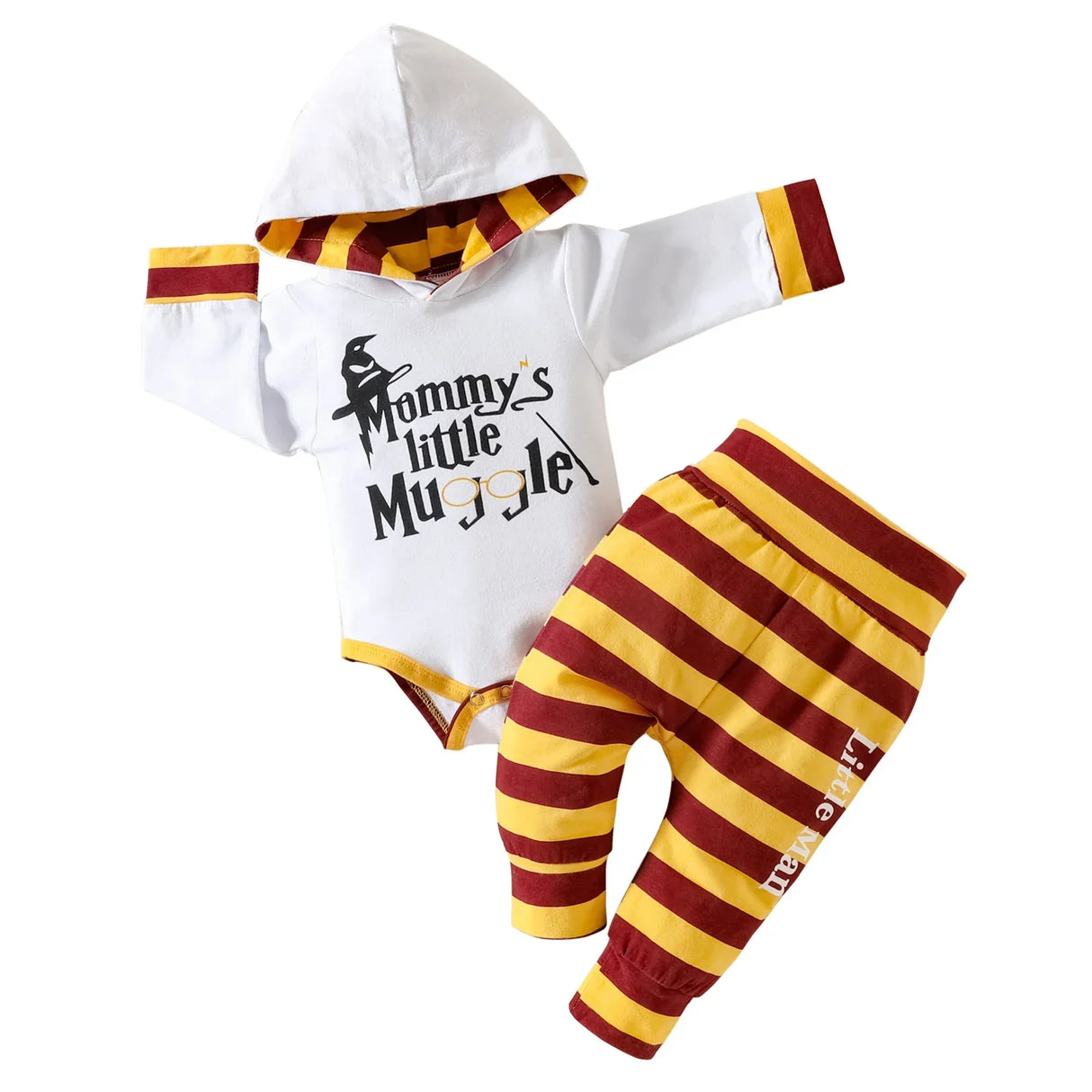 Children's Long-sleeved Hoodie Suit Top Striped Pants Crawling