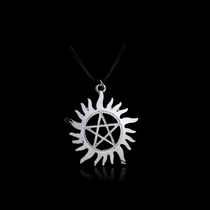 Movie Supernatural Dean Leather Rope Coppery Pendant Necklace