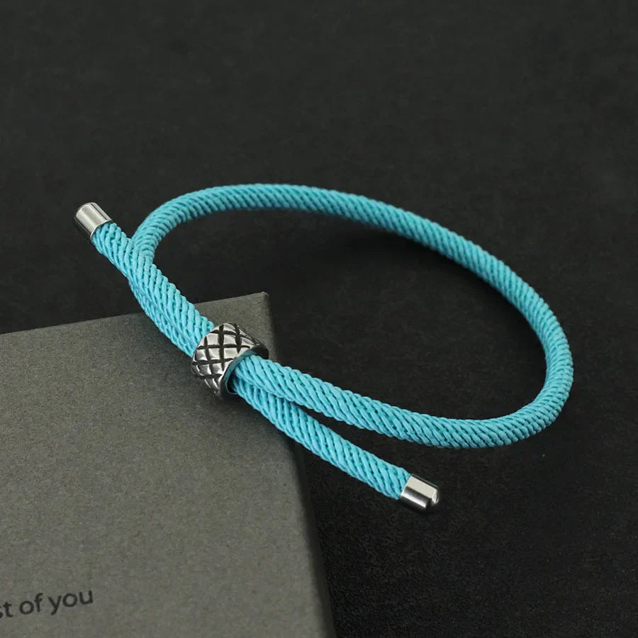 Lucky Red Thread Bracelet With Stainless Steel Rings