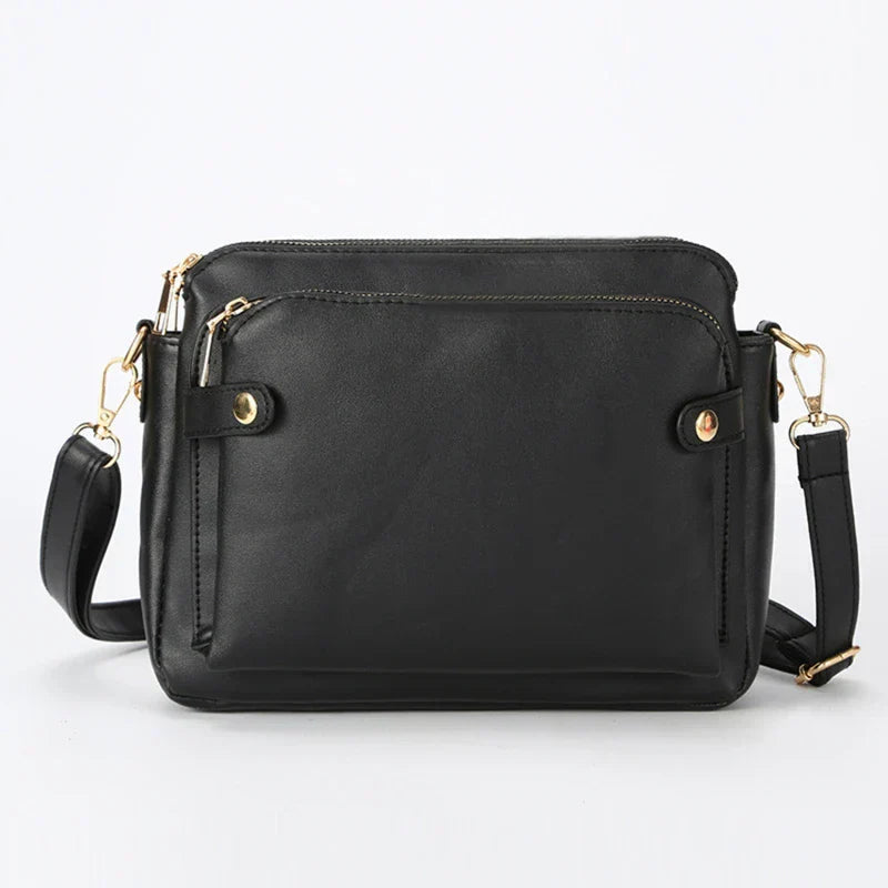 Crossbody Leather Shoulder Bags And Clutches Women's Three-Layer