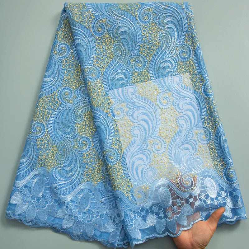 SJD LACE African Lace Fabric with Crystal 2024