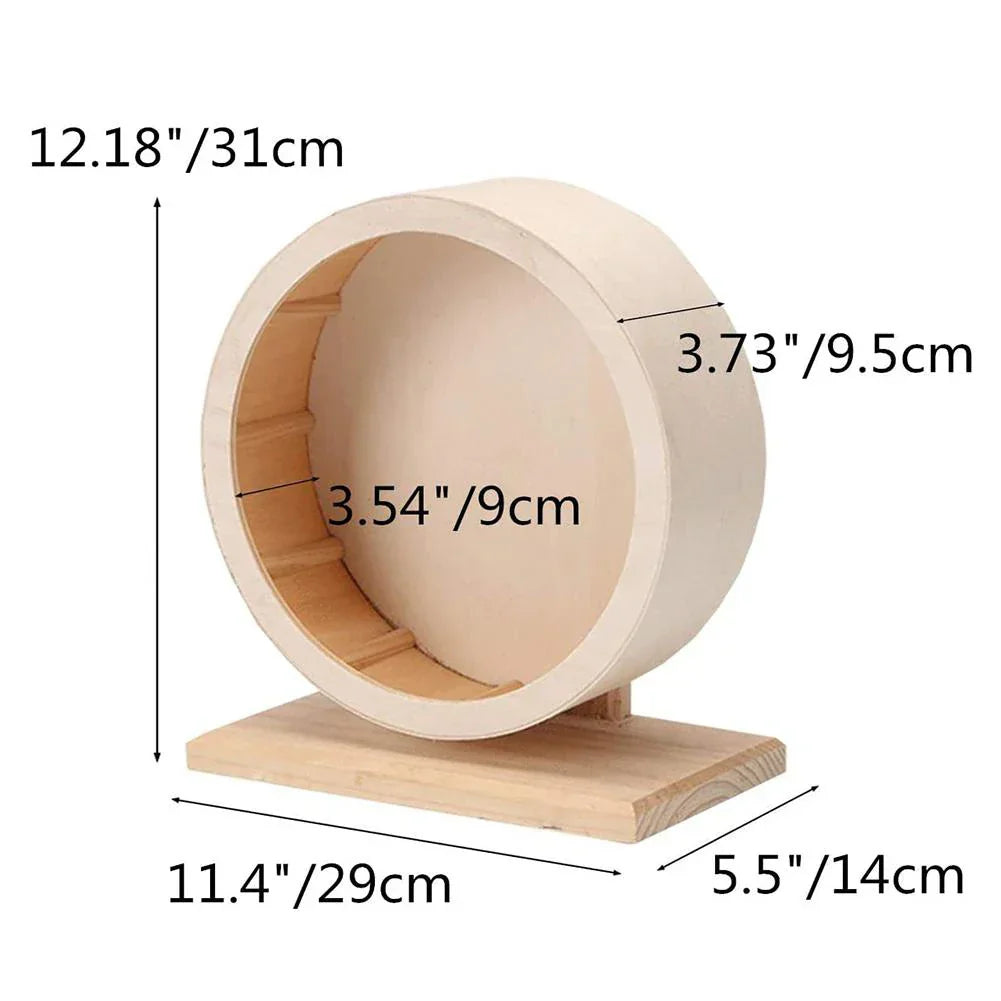 Natural Wood Silent Running Toy Hamster Roller Wheel