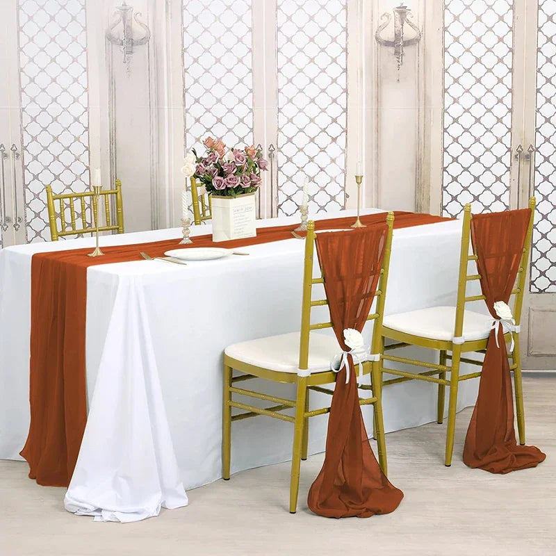 6PCS RUST Chiffon Chair Sashes 30 x 270cm