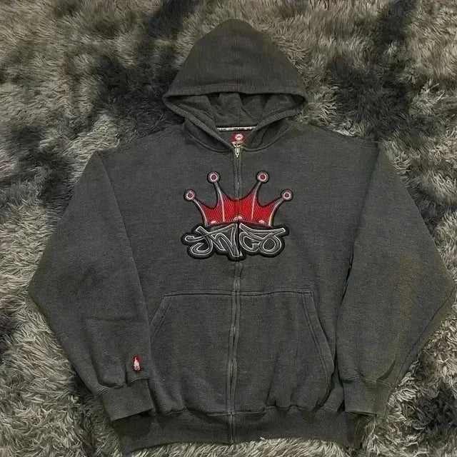 JNCO Hoodie Y2K Retro Hip Hop Skull Graphic