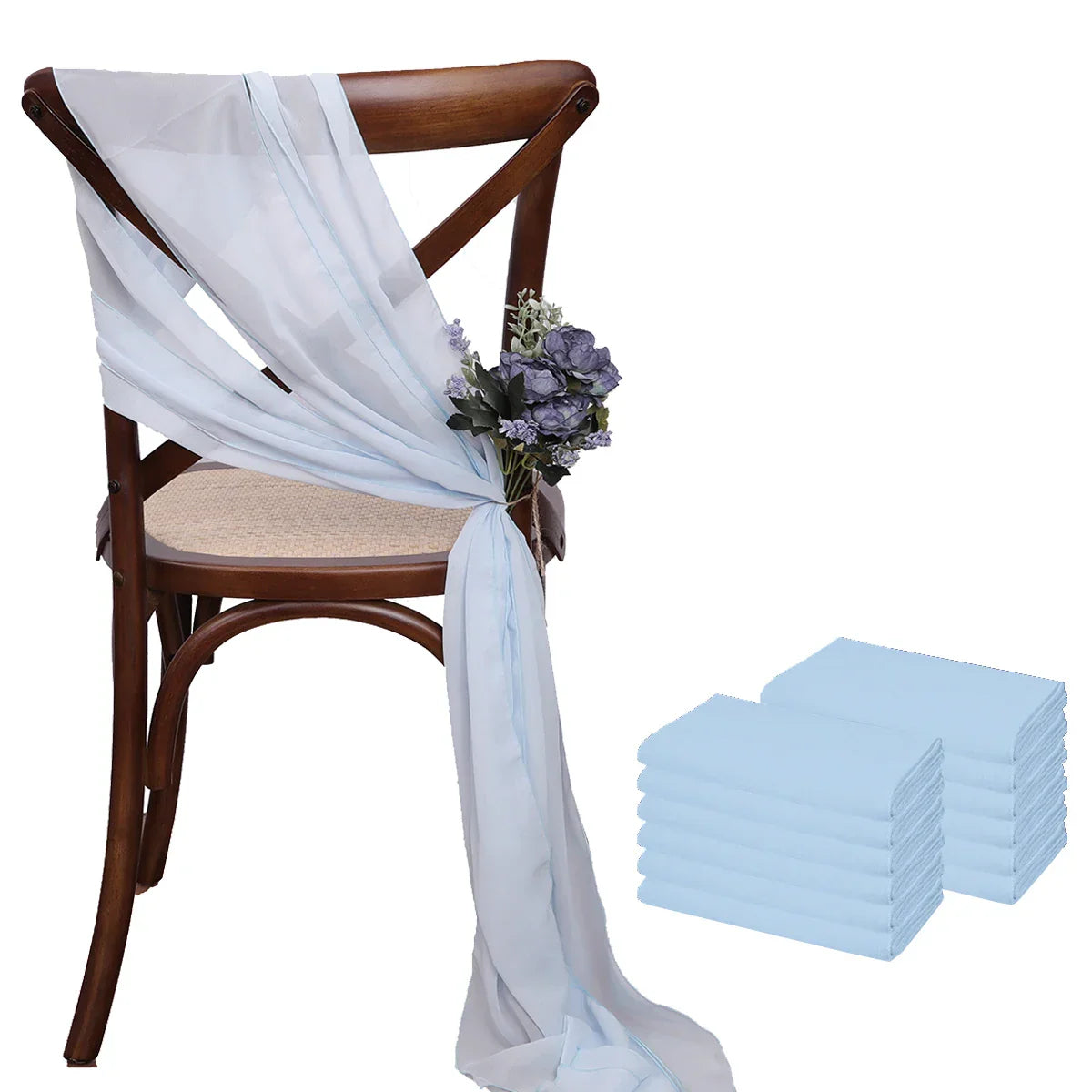 12 Pcs 17x275cm Green Chiffon Chair Sashes Wedding