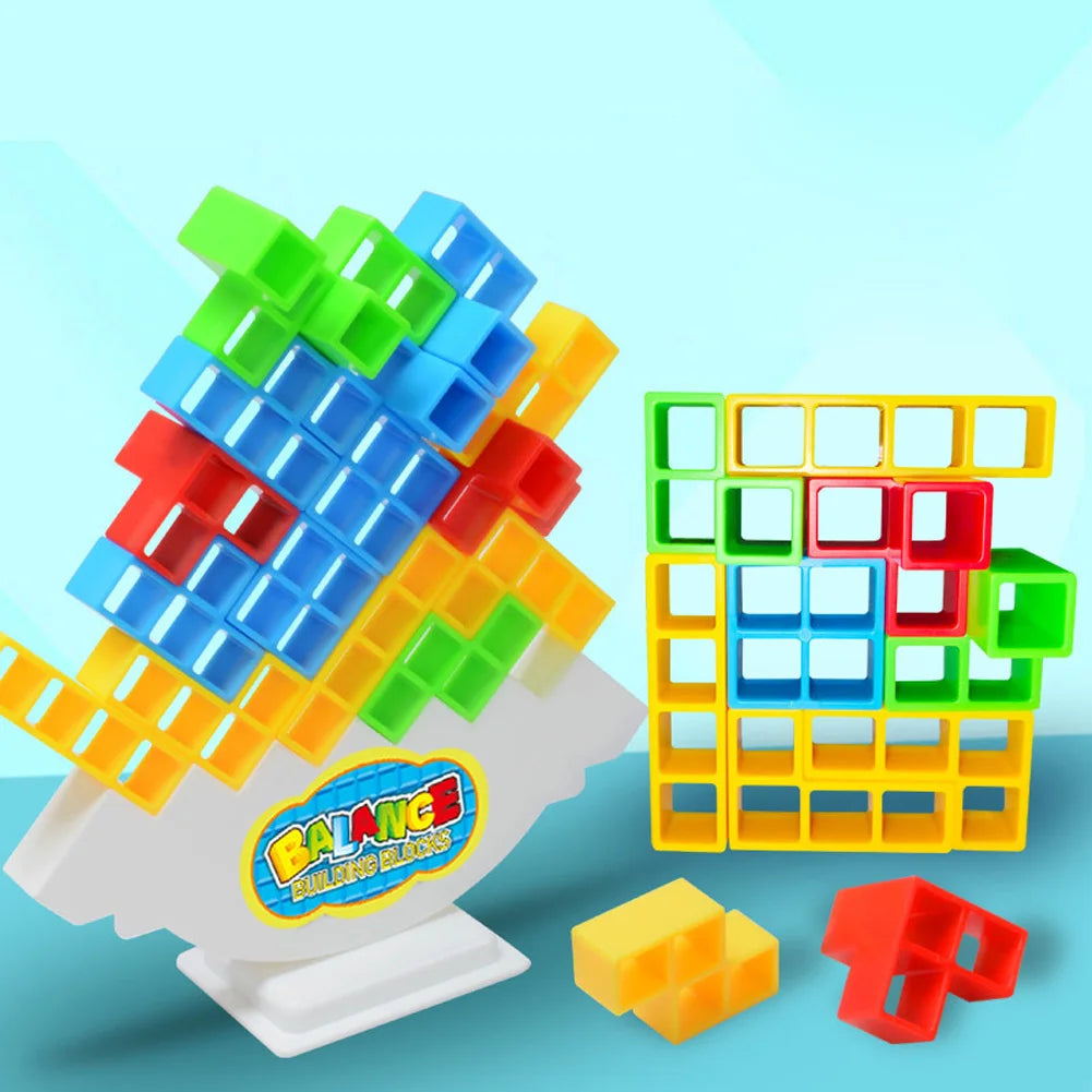 48-64Pcs Tetra Tower Game Stacking Blocks Stack Building