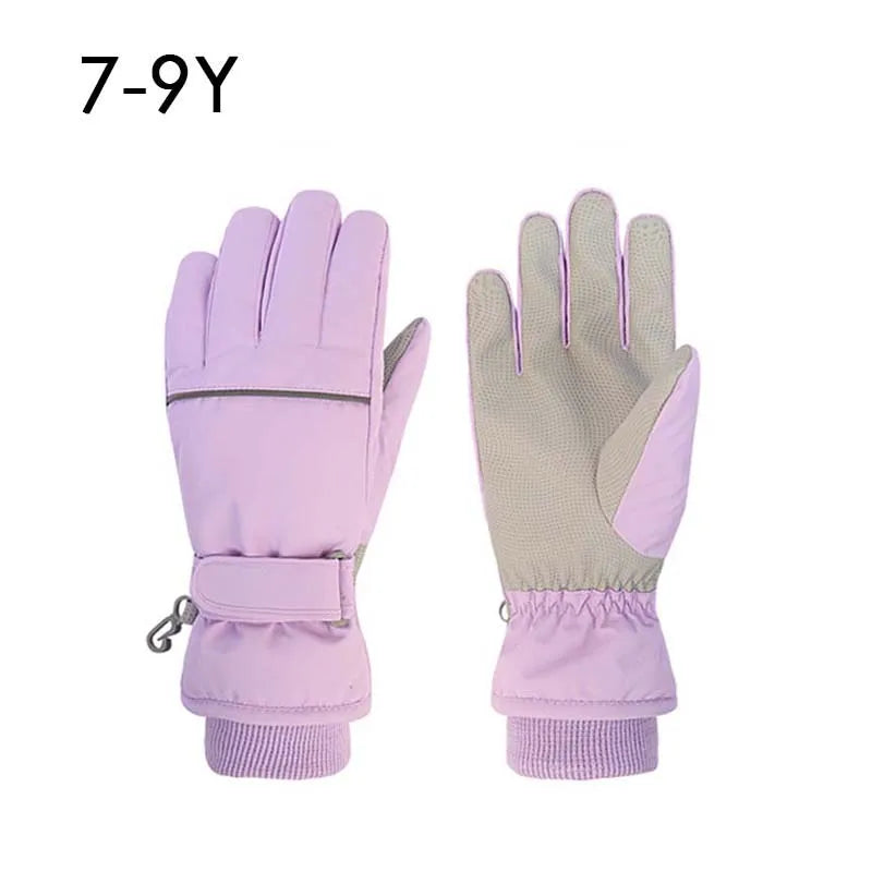 Waterproof Adult Kids Ski Gloves Thick Children Mittens