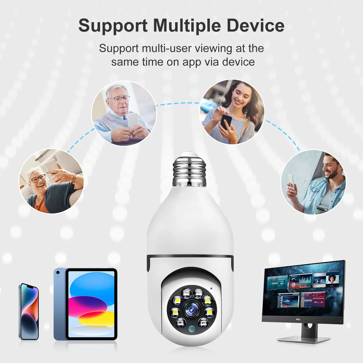 1/2/4PCS E27 Bulb Wifi Camera Surveillance Night Vision