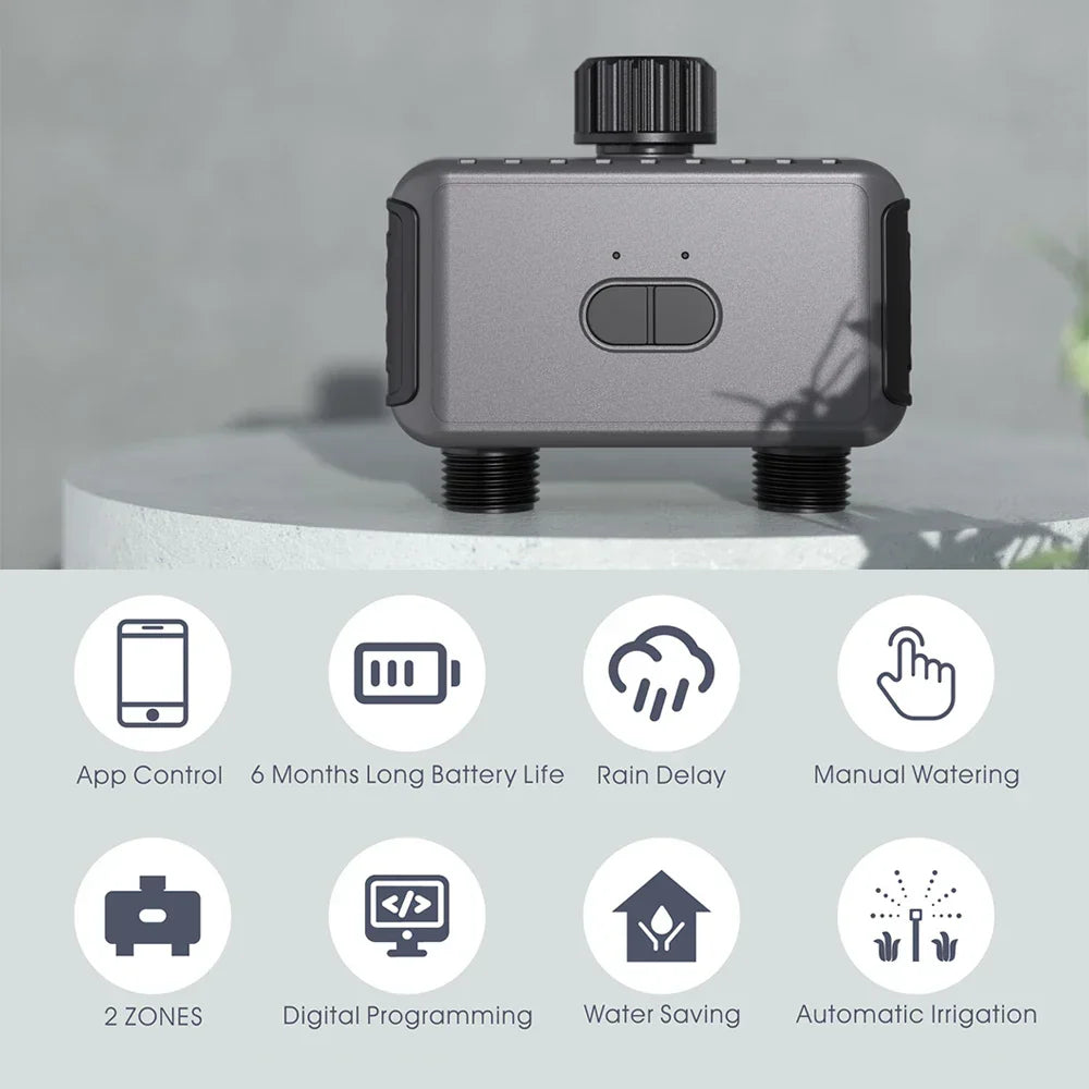 WiFi Bluetooth-compatible 2 Outlet Garden Water Timer Wireless