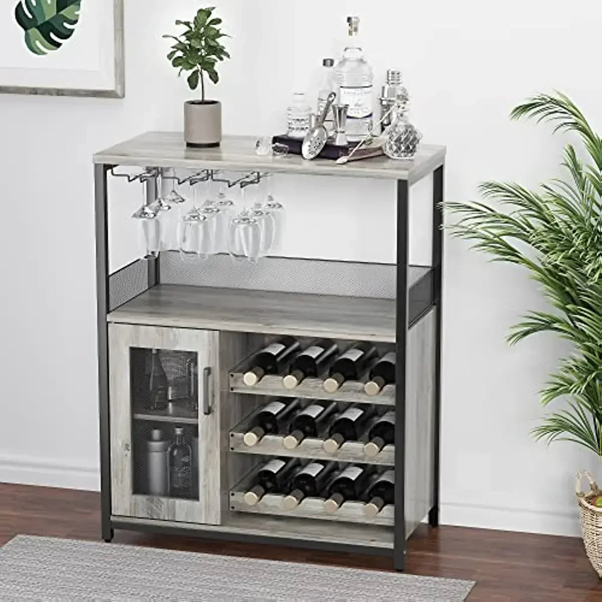 Wine Bar Rack Cabinet with Detachable Wine Rack,