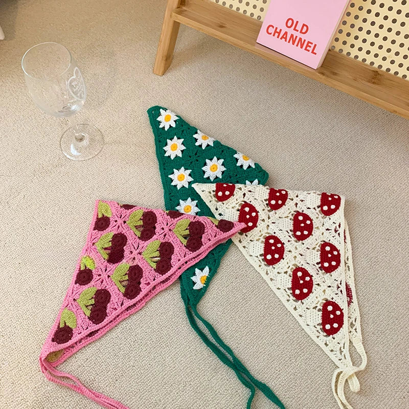 Handmade Crocheted Headscarves for Girls Sunflower Knitted Headband