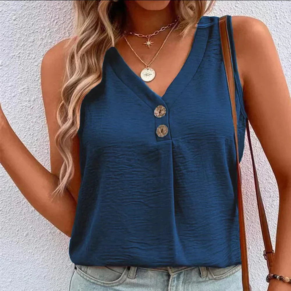 Womens VNeck Sleeveless Tank Vest Tops Ladies Summer