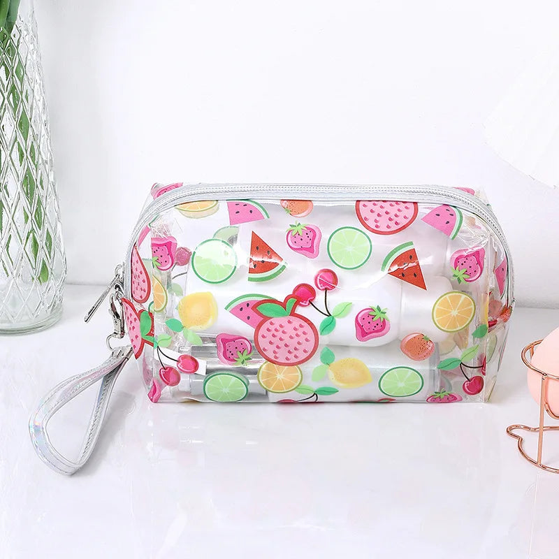 Strawberry Butterfly Fruit Print Clear Makeup Bag Fashion