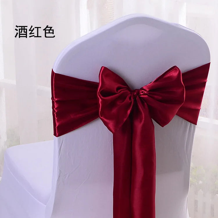 10/100pcs Satin Chair Bow Sashes Wedding Chair Knots