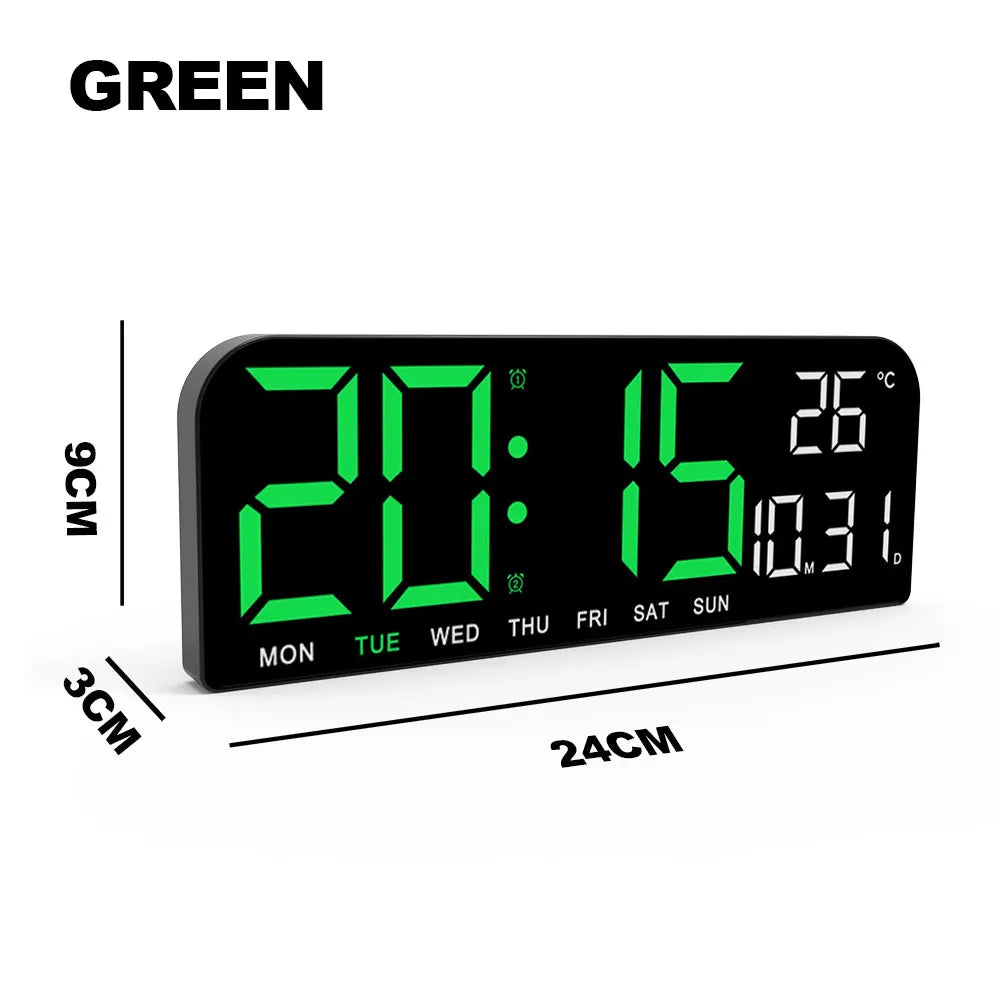 9.0inch Large Digital Wall Clock Temperature and Date