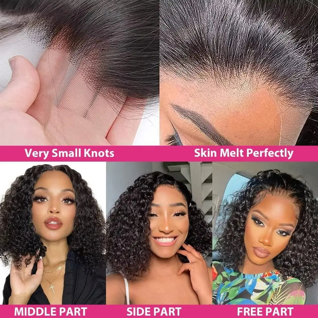 Deep Wave Short Bob Wig Human Hair 13x4