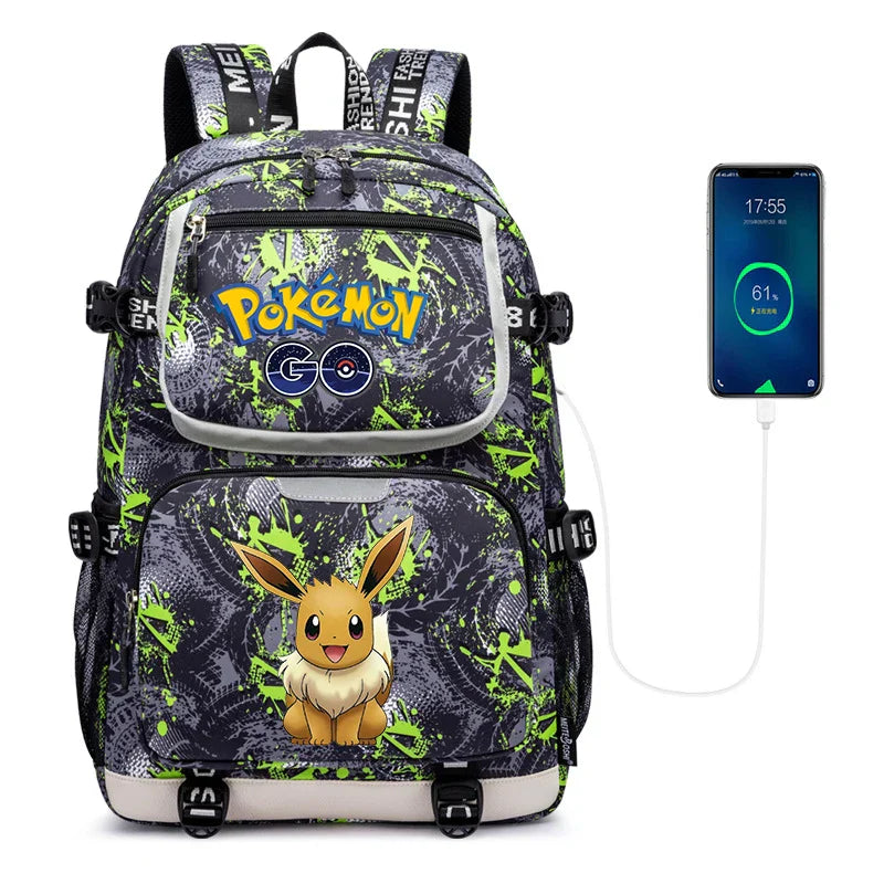 Pokemon Squirtle Cartoon School Bag USB Charging Large