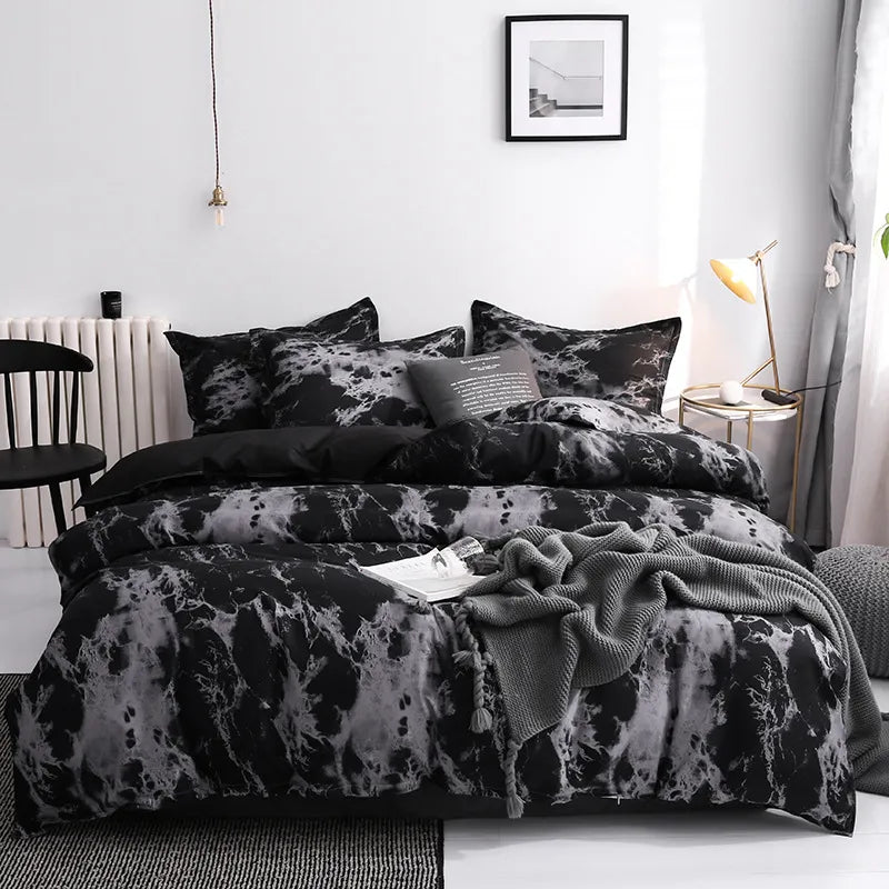 Couple Black Duvet Cover with Pillow Case Luxury