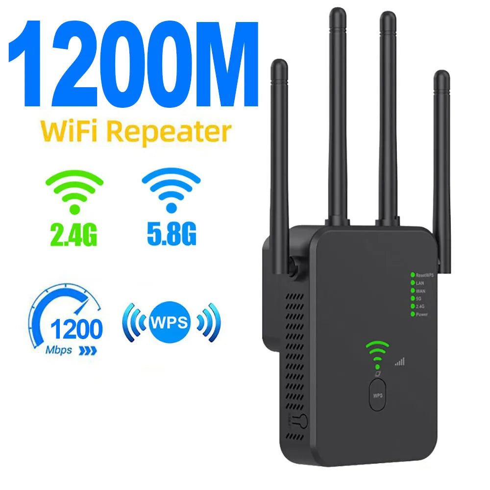 1200Mbps Wireless WiFi Repeater Wifi Signal Booster Dual-Band