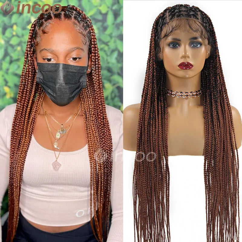 Ombre Blond Box Braided Full Lace Women's Wigs