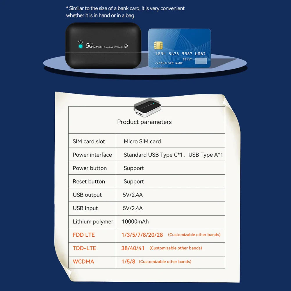 4G LTE Portable Power Bank WiFi 10000mAh Wireless