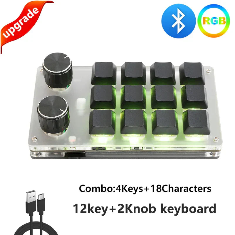 Macro Programming Keyboard Bluetooth USB Backlit 2.4G Wireless