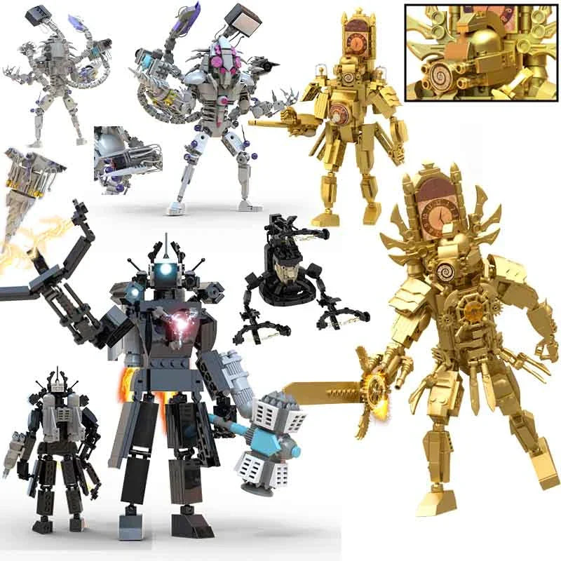 Moc Skibidi Toilet Builing Blocks Titan Clock Man