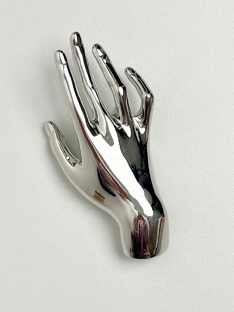 HangZhi Large Smooth Hand Palm Brooch Exaggerated Pin